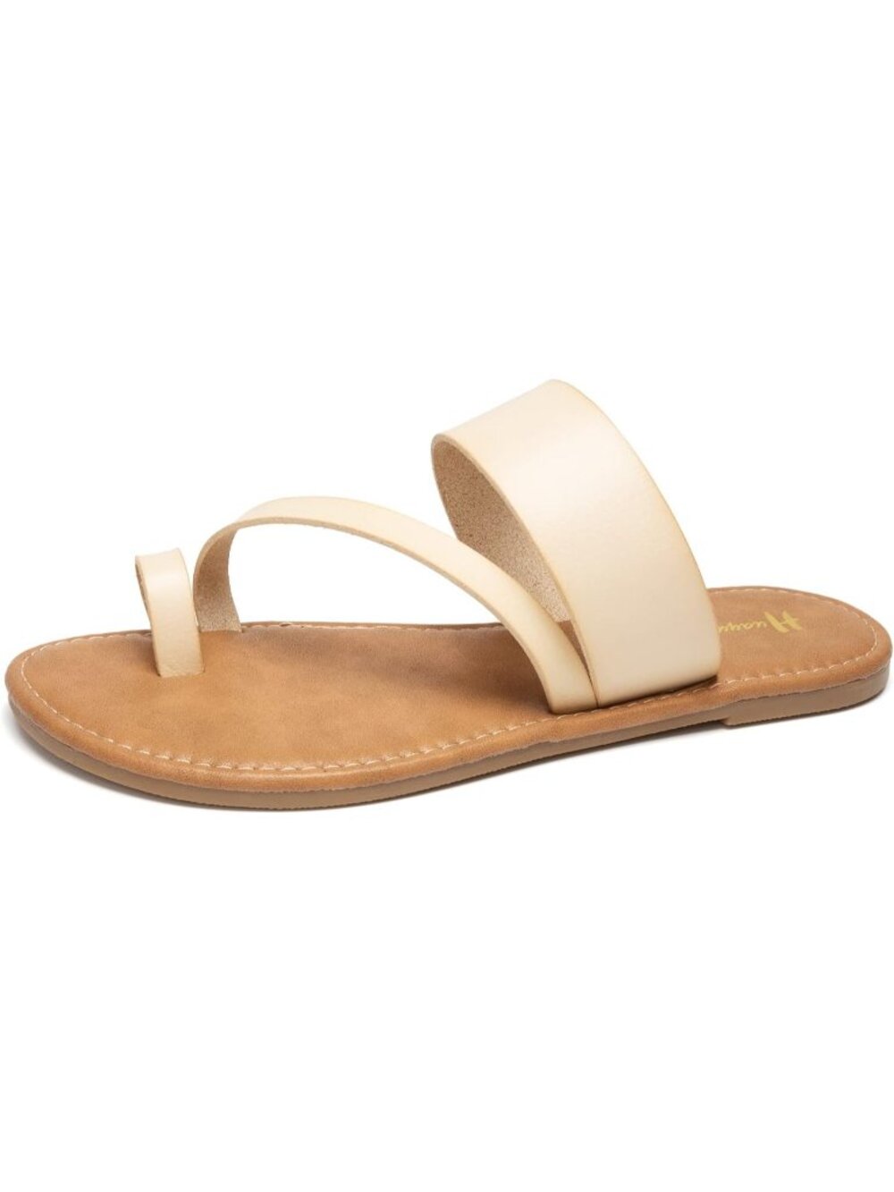 Women's Beige Comfortable Casual Summer Slip On Flat Flip Flop Slide Sandals